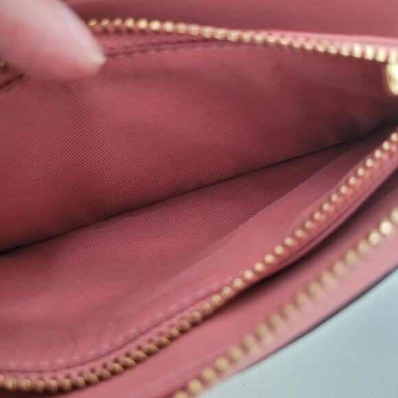 COACH Signature Phone Zippered Wallet With Strap 6 1/4 x 3 1/2 Pink Tan Medium - Picture 5 of 8